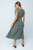 Matilda Pleated Maxi Dress in Olive