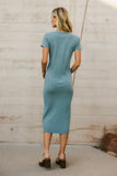 Emmie Ribbed Midi Dress in Teal FINAL SALE