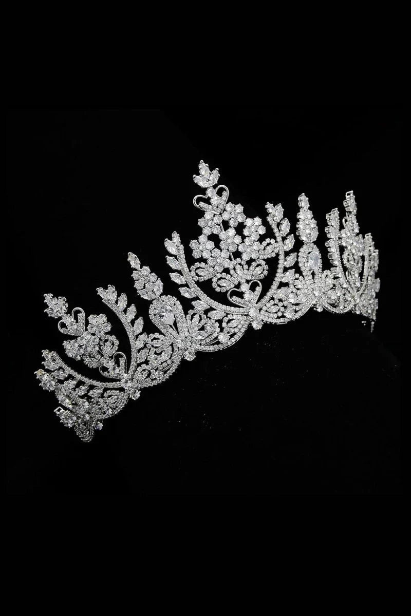 Silver Cubic Zirconia Tall Queen Round Tiara