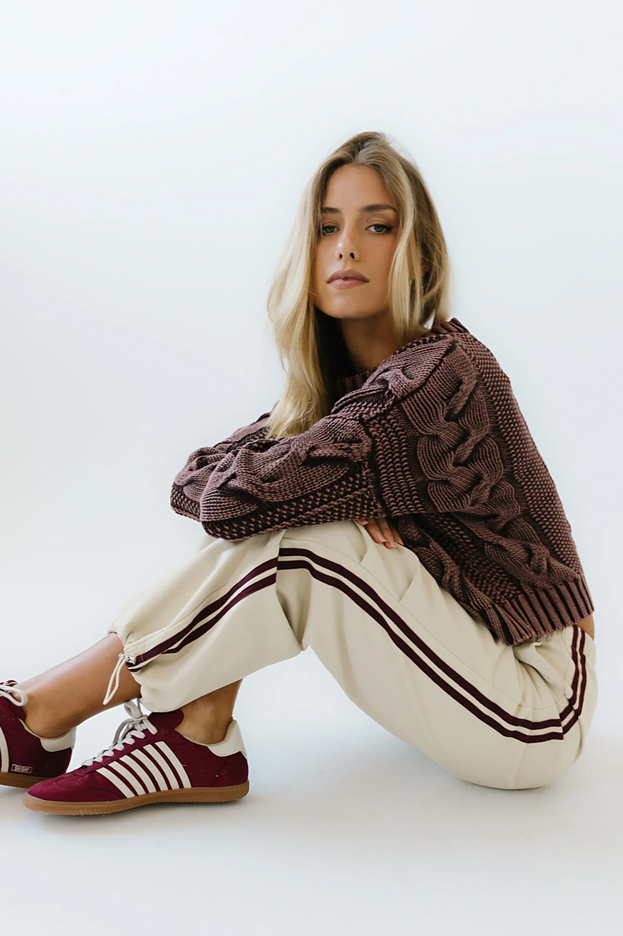 Stevie Striped Sneaker in Wine FINAL SALE