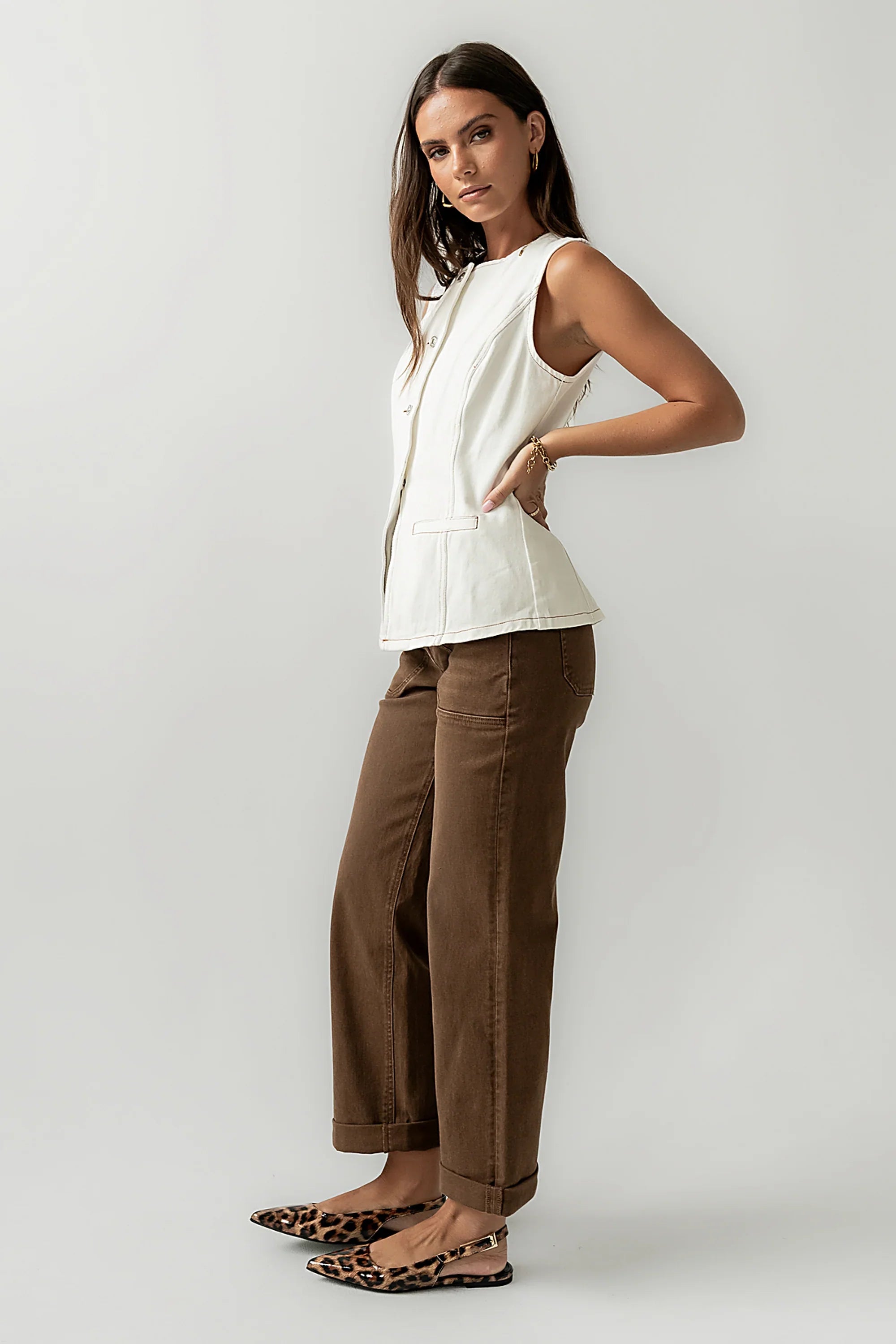 Hudson Denim Vest in White FINAL SALE