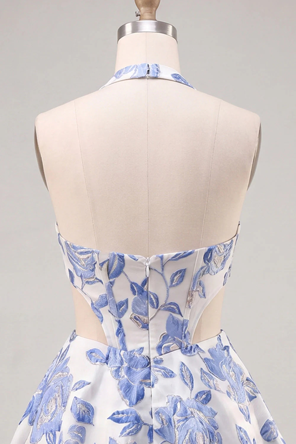 Halter Lilac A Line Cut Out Floral Corset Homecoming Dress