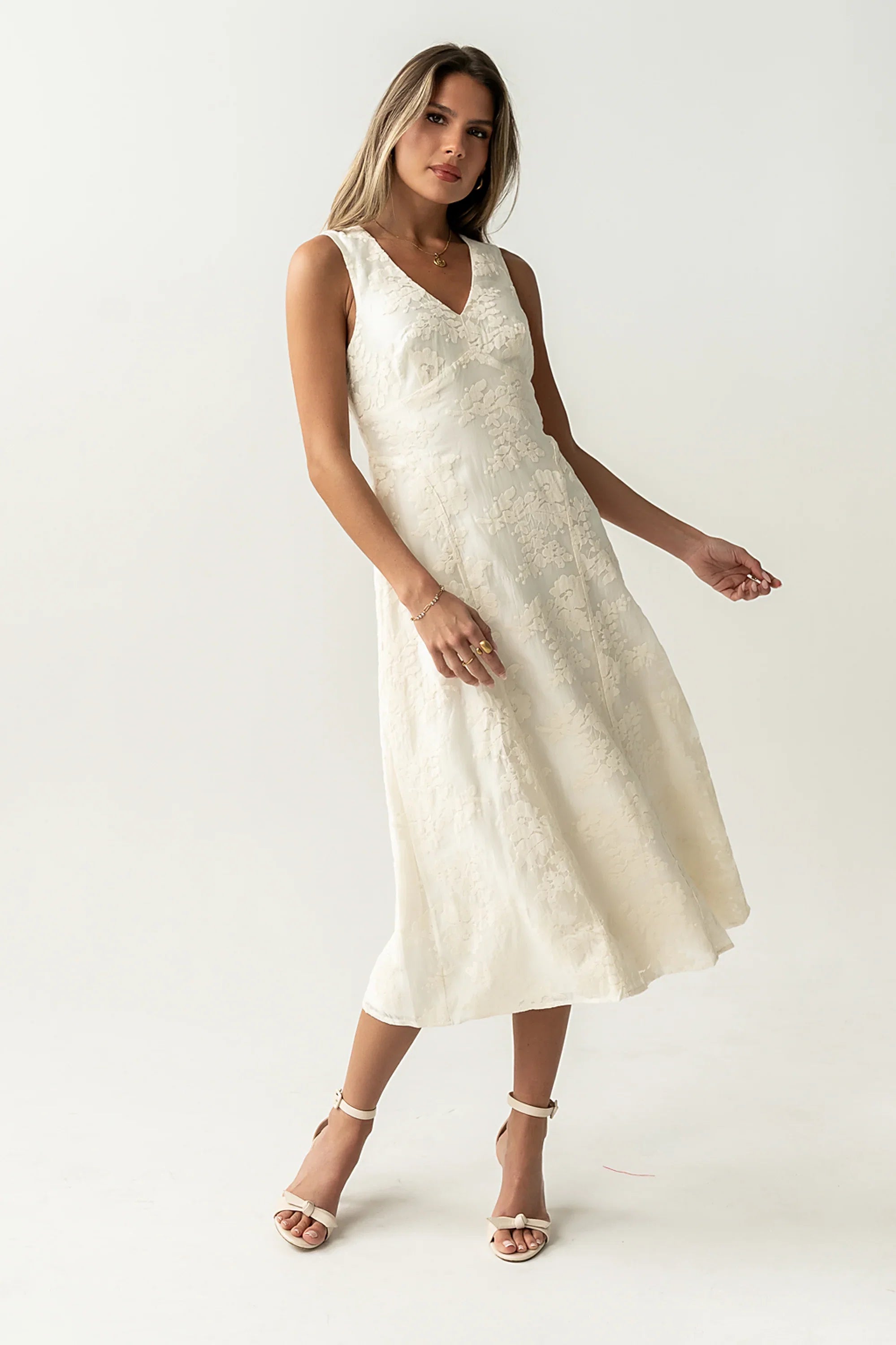 Ariel Embroidered Midi Dress