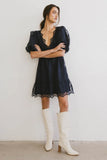 Tiana Embroidered Mini Dress in Navy FINAL SALE