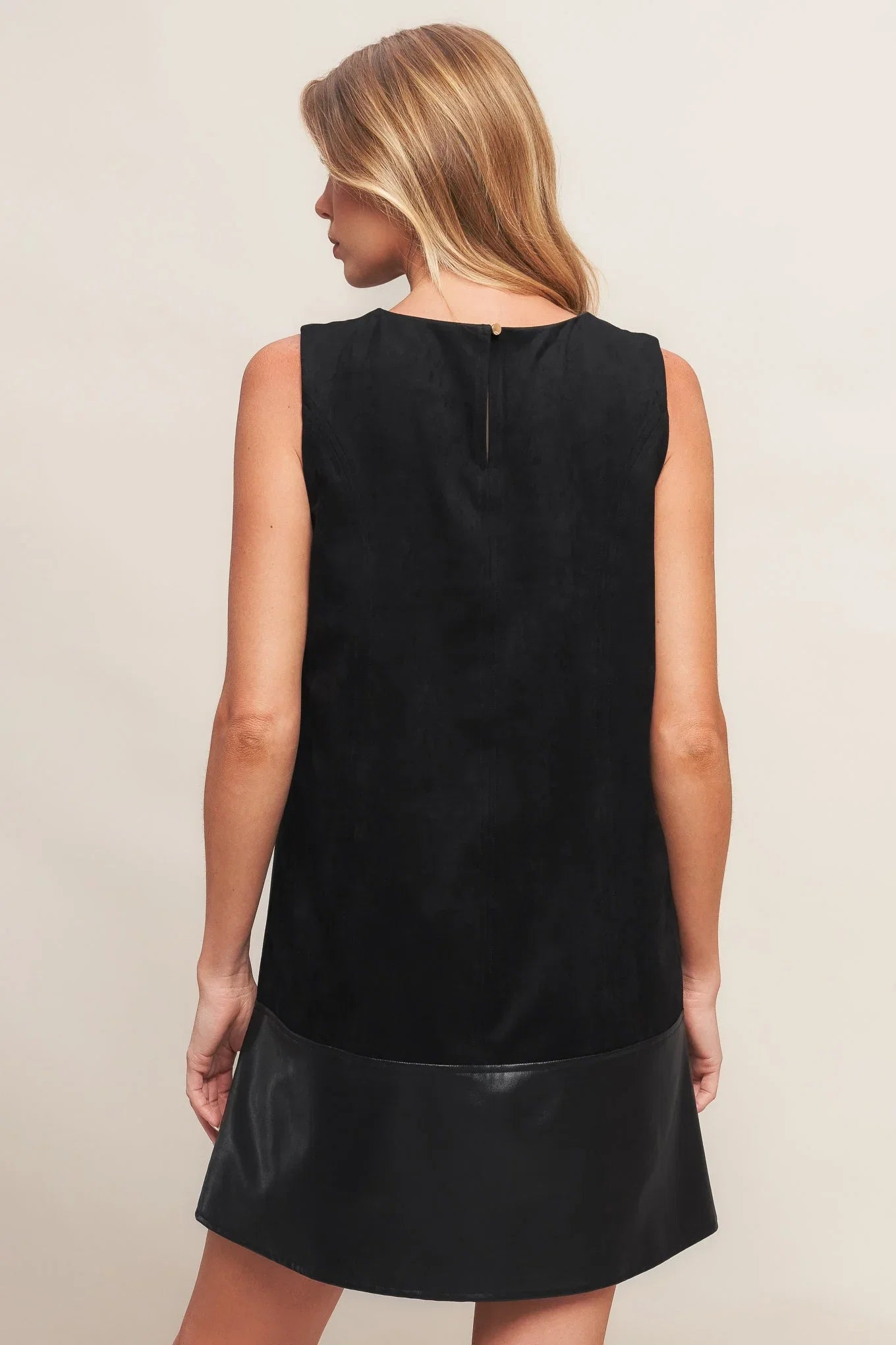 CITY SLEEK FAUX SUEDE LEATHER SHIFT DRESS