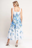 CLASSIC BLOOM BLUE FLORAL MIDI DRESS