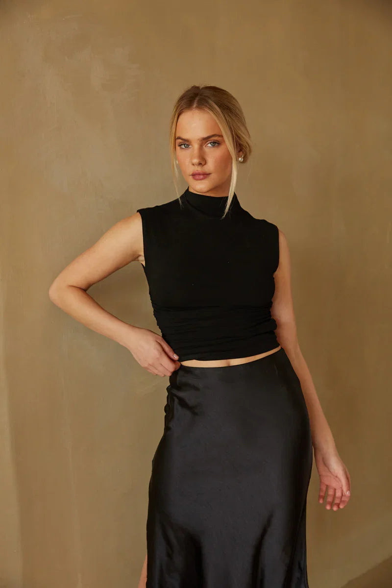 Taylor Ruched High Neck Tank Top