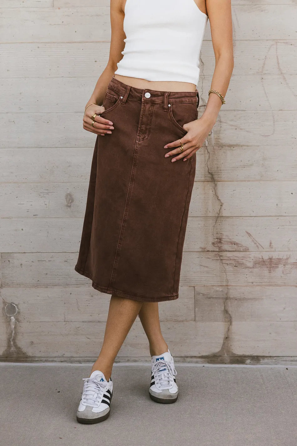 Jordan Denim Skirt in Brown FINAL SALE