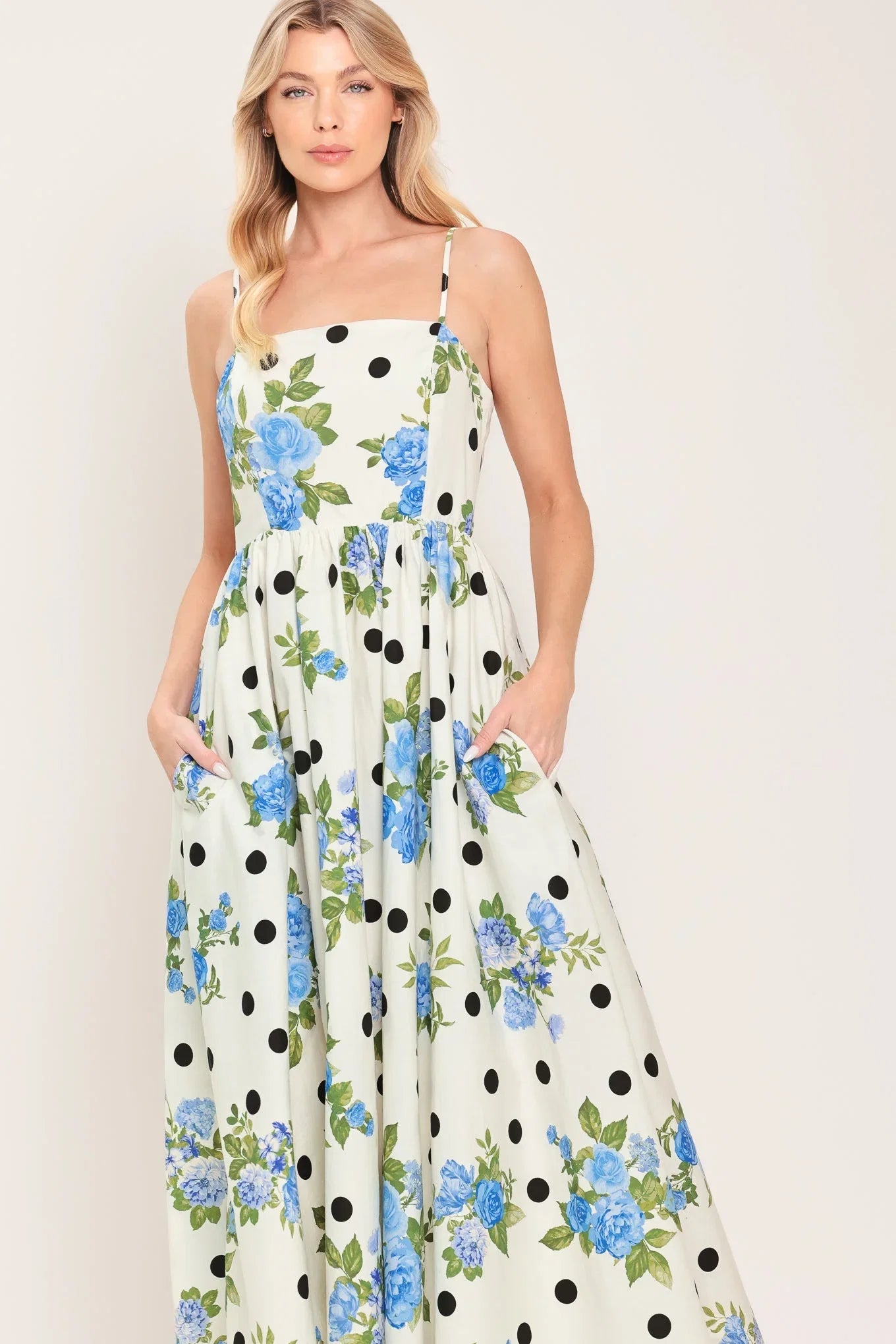 RETRO FLORA WOVEN MIDI DRESS
