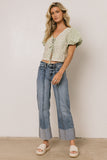 Sylas Embroidered Blouse in Sage FINAL SALE