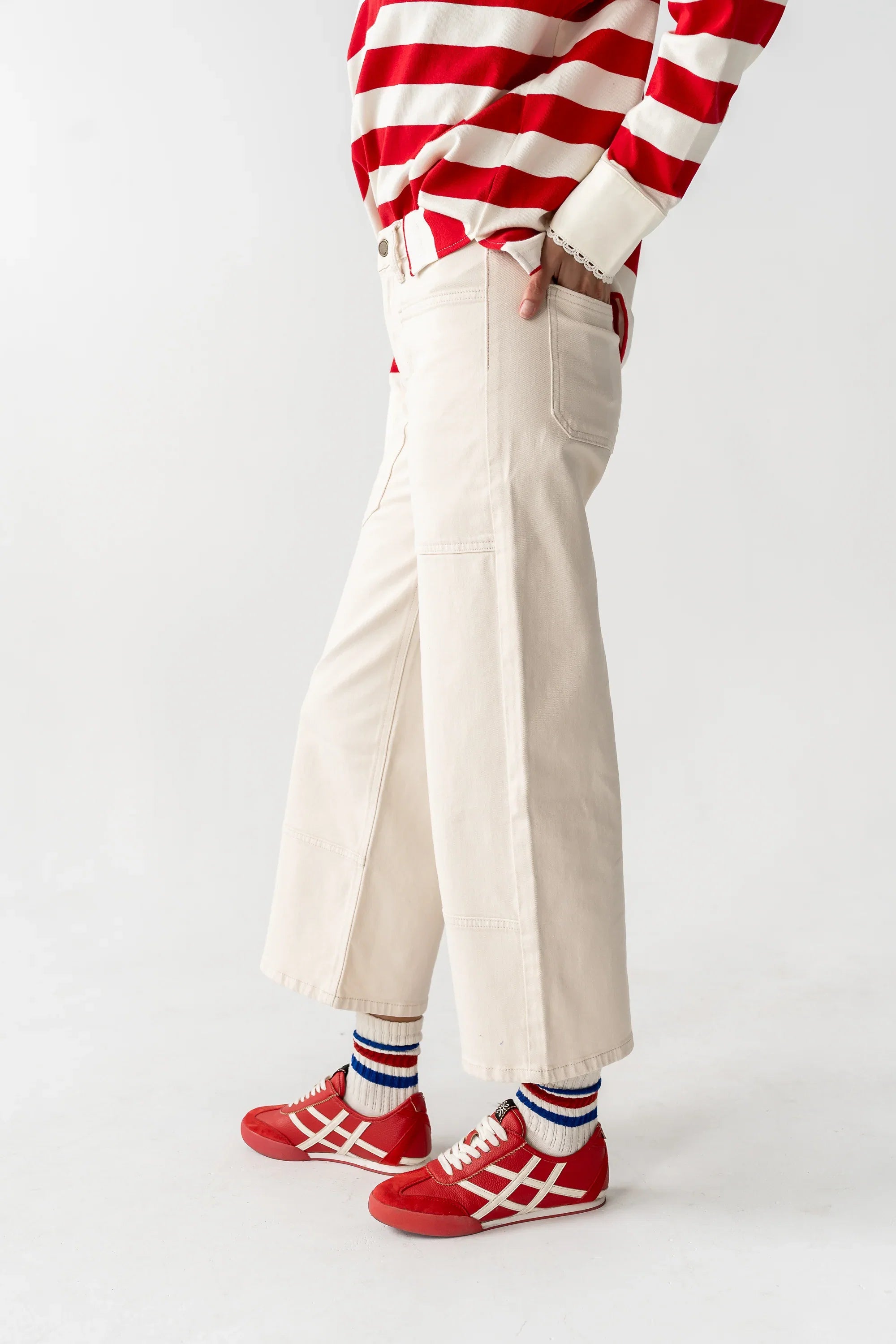 Mylah Wide Leg Jeans in Ivory