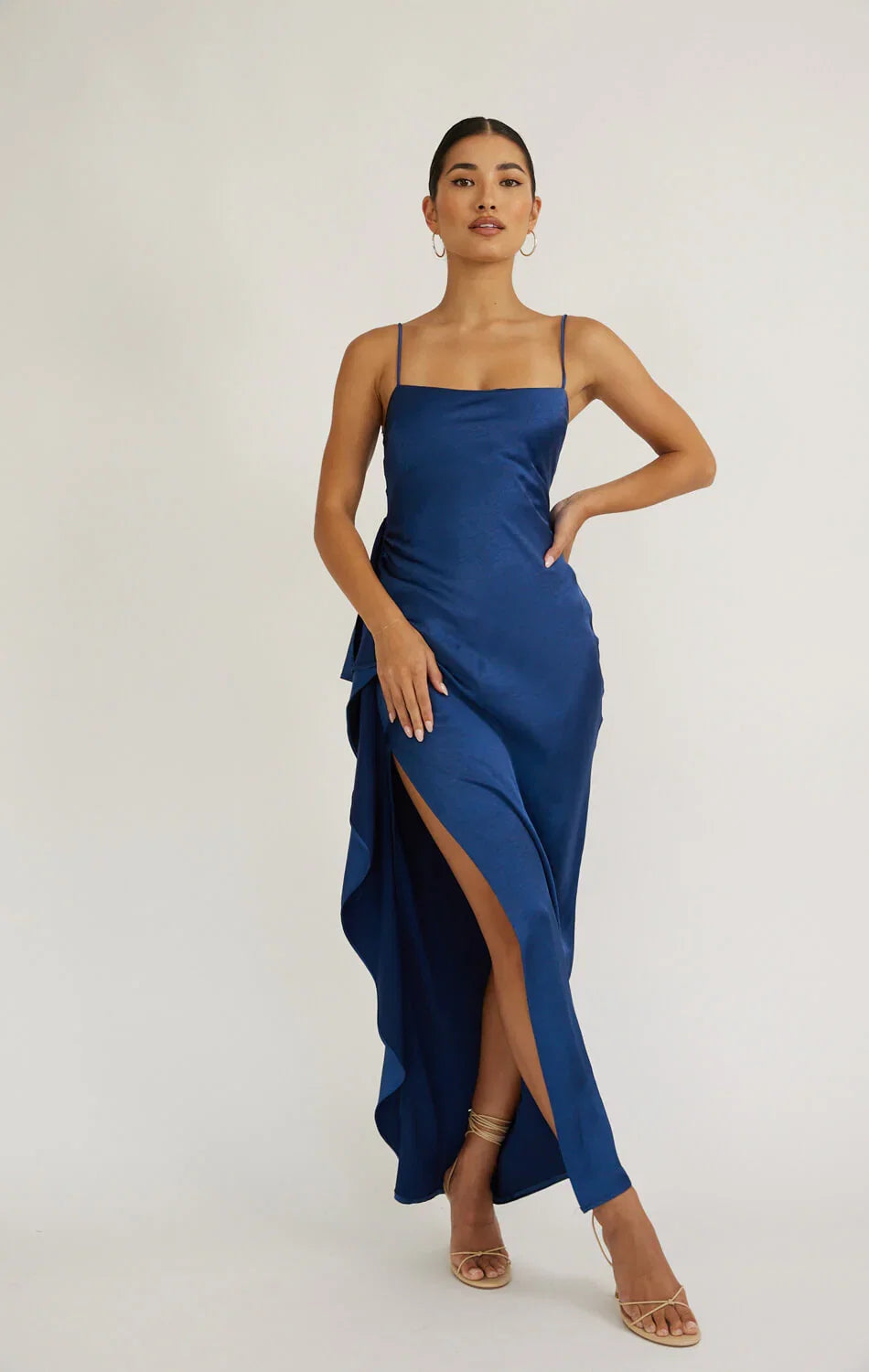 Tamera Satin Maxi Dress Navy