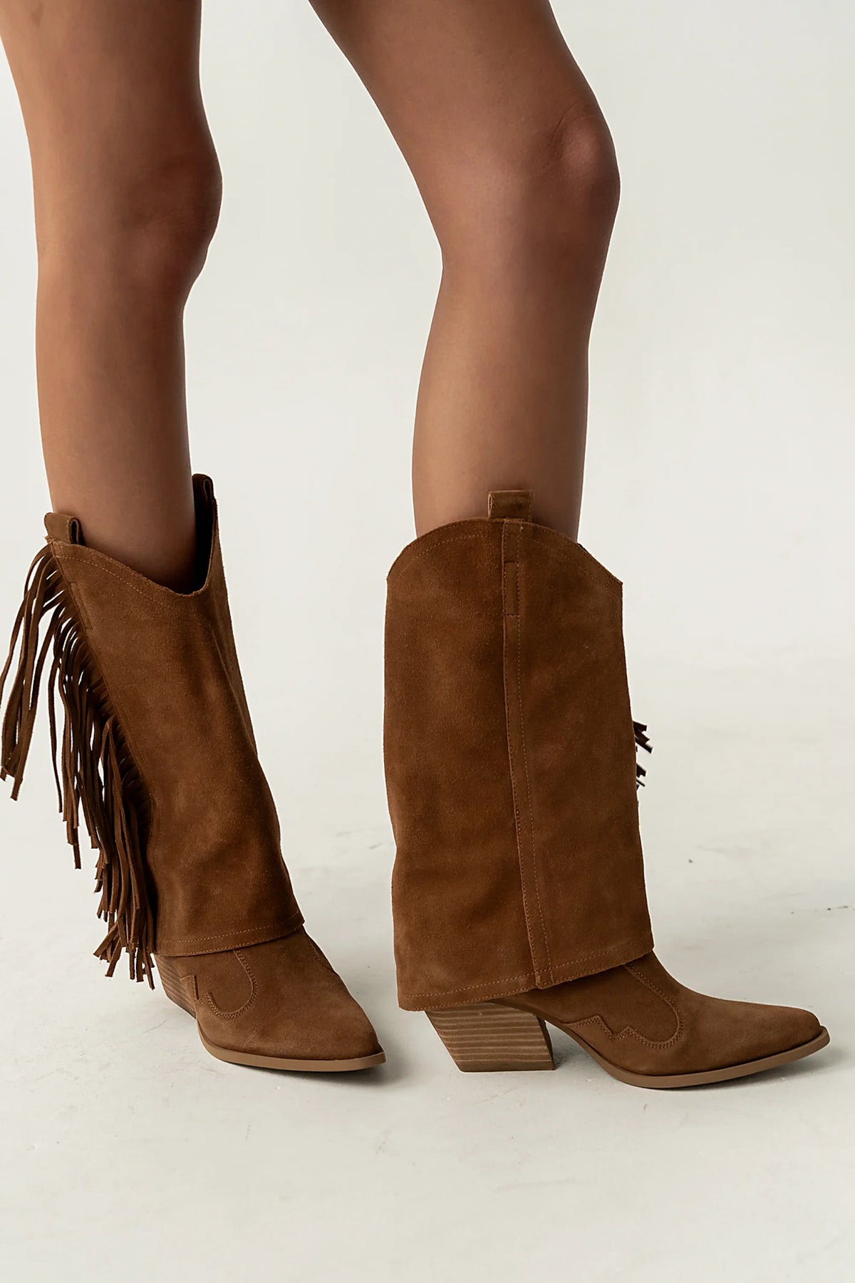 Deston Fringe Boots in Tan