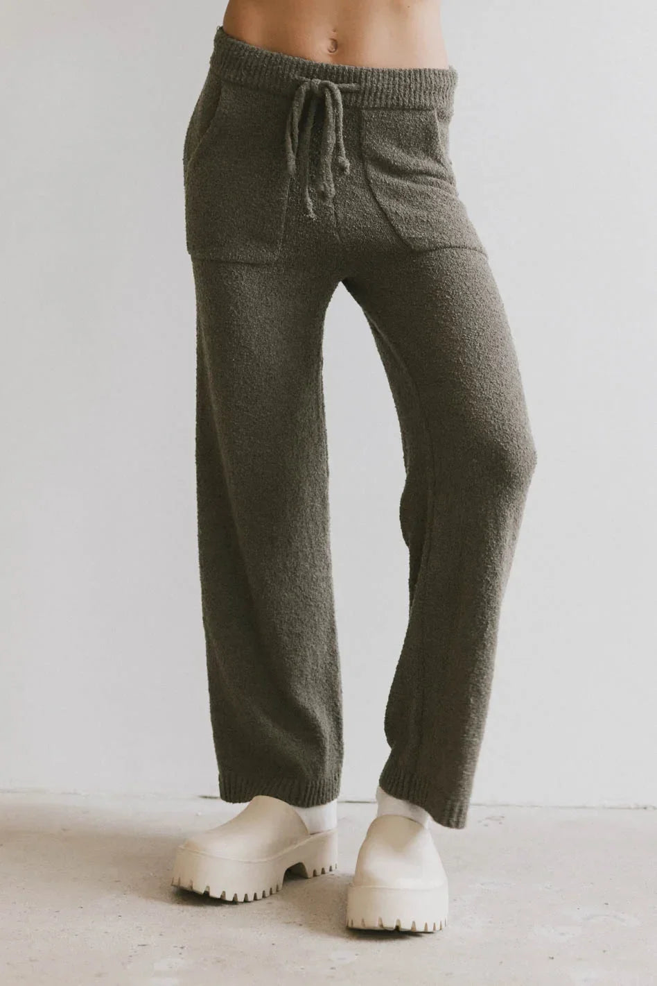 Breck Knit Pants in Olive FINAL SALE