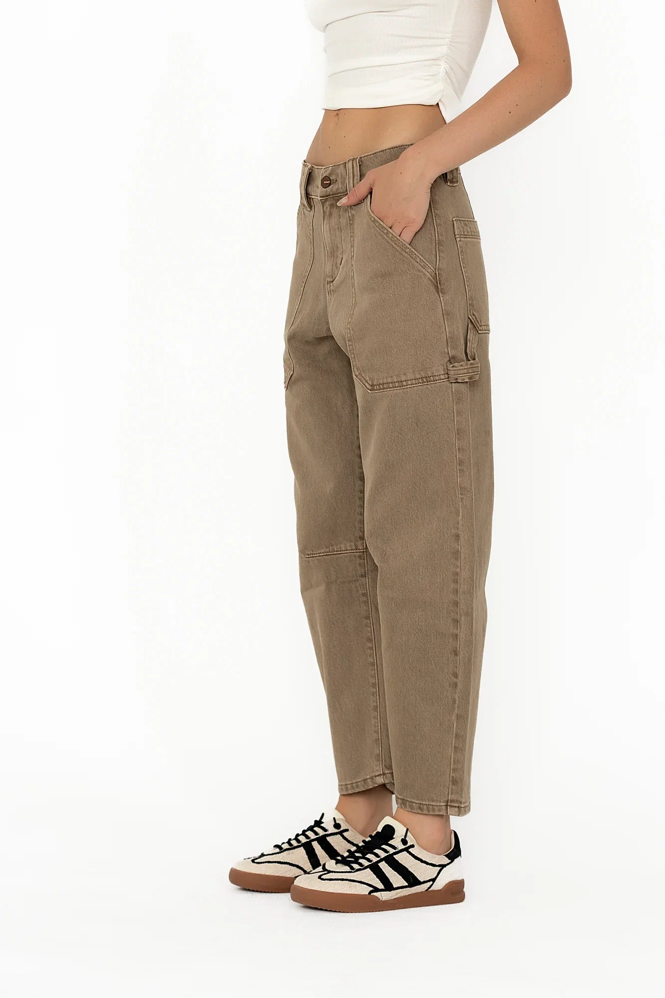 Scottie Barrel Jeans in Tan FINAL SALE