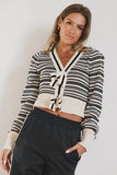 Kiara Striped Cardigan in Oatmeal FINAL SALE
