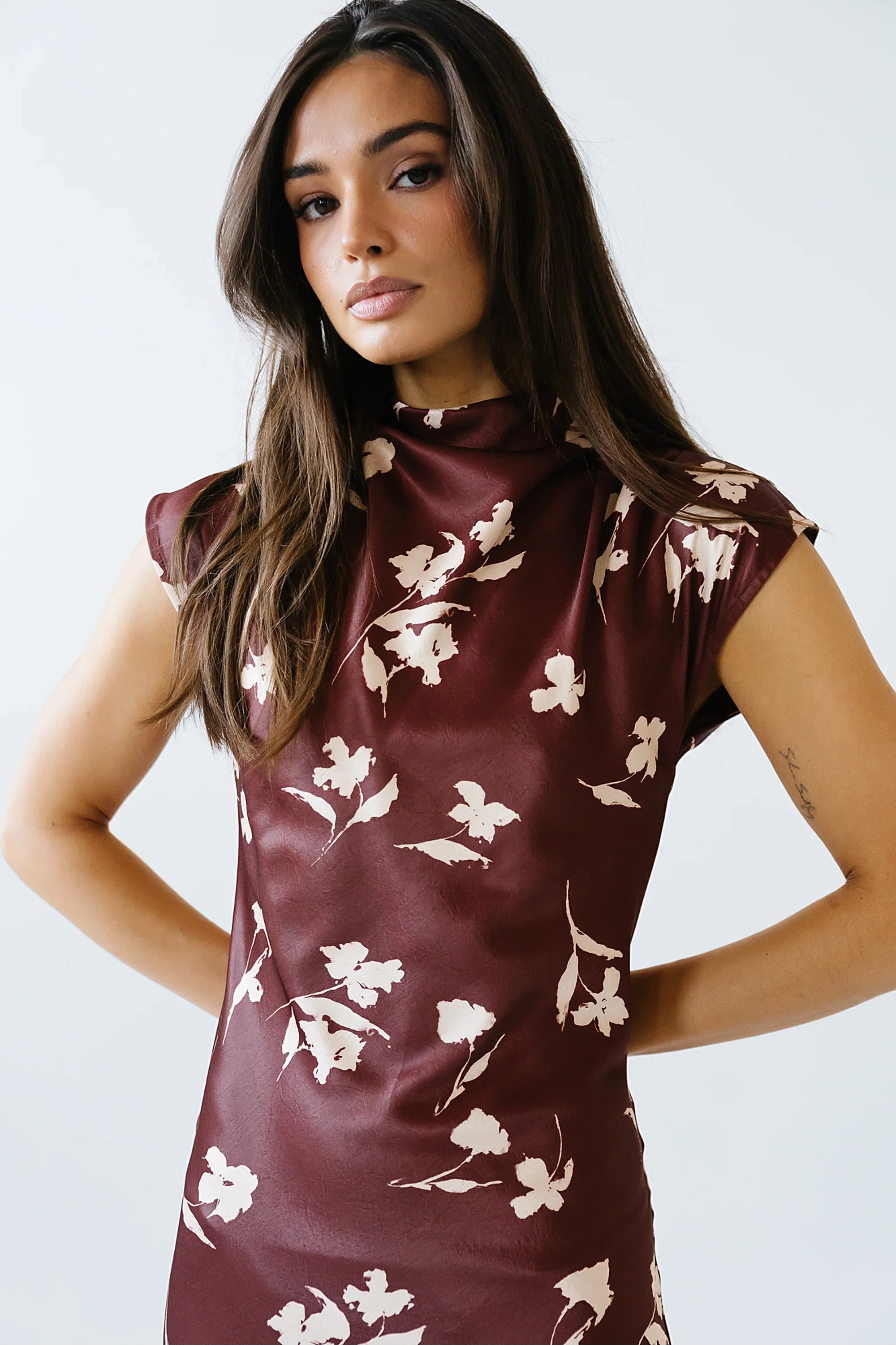 Carson Floral Maxi Dress in Red Brown FINAL SALE