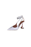 White Lace Up High Heel Sandals