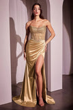 BECCA GOWN STRAPLESS CRYSTAL SATIN FITTED DRESS