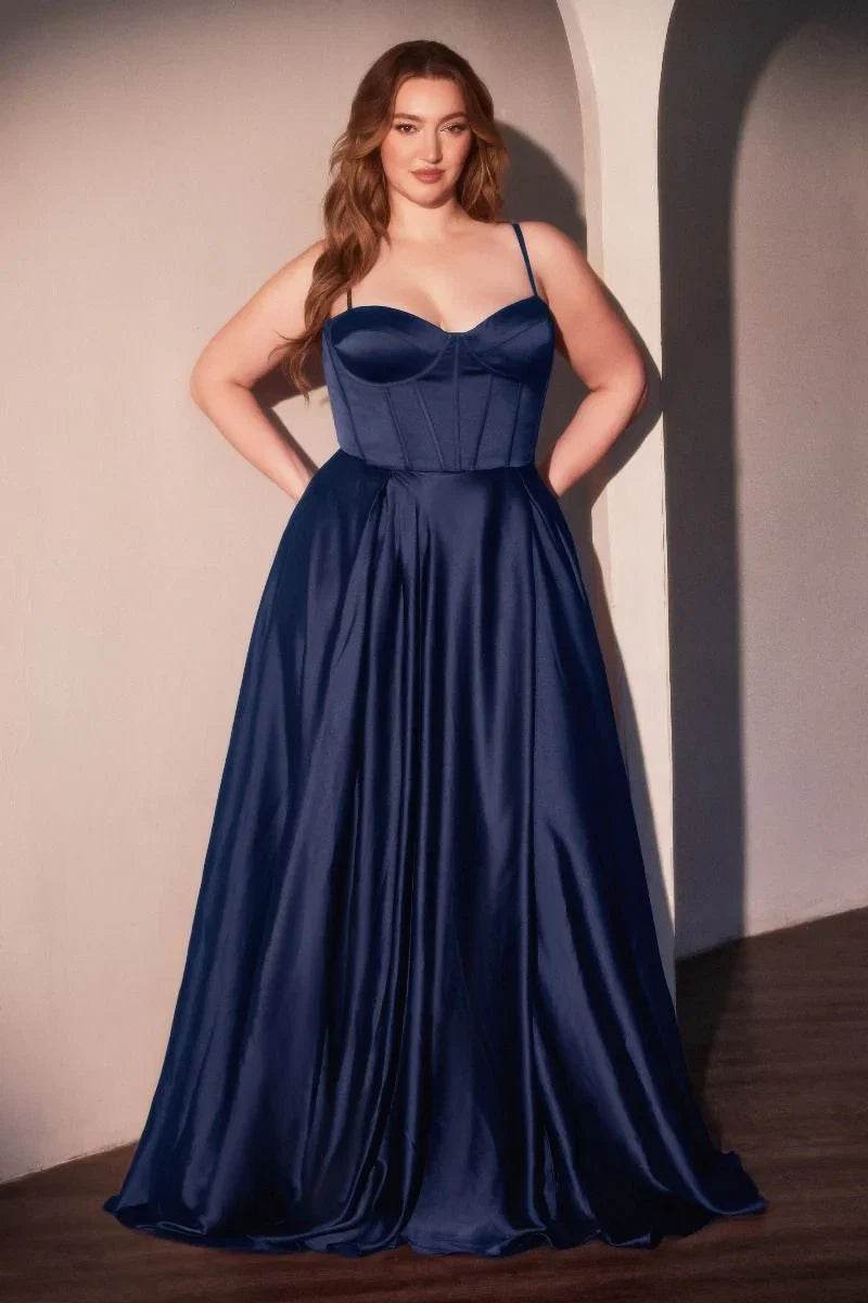 SELMA GOWN A LINE LUXE SATIN BUSTIER DRESS