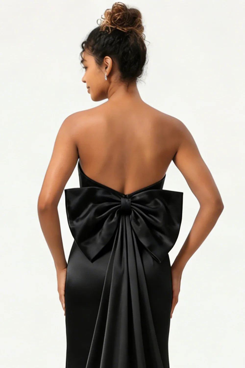 Green Strapless Mermaid Long Bridesmaid Dress with Bow