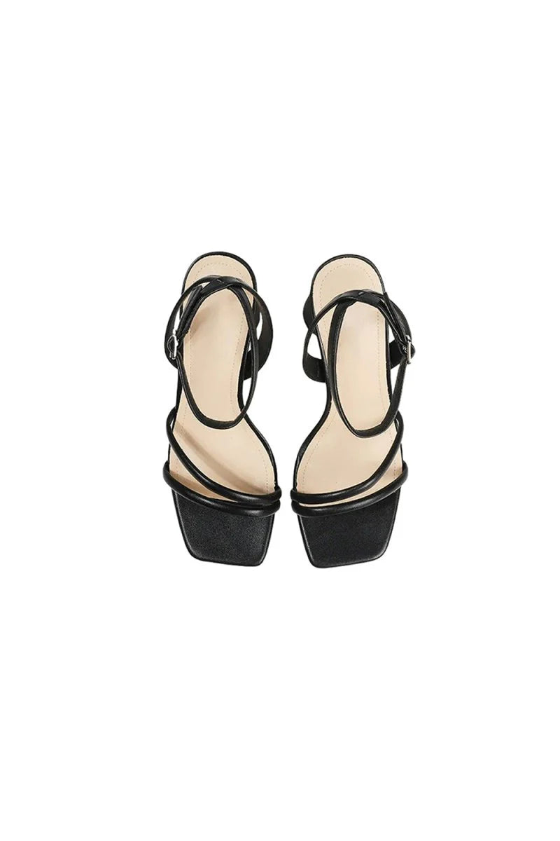 Metallic Strappy Block Heel Sandals