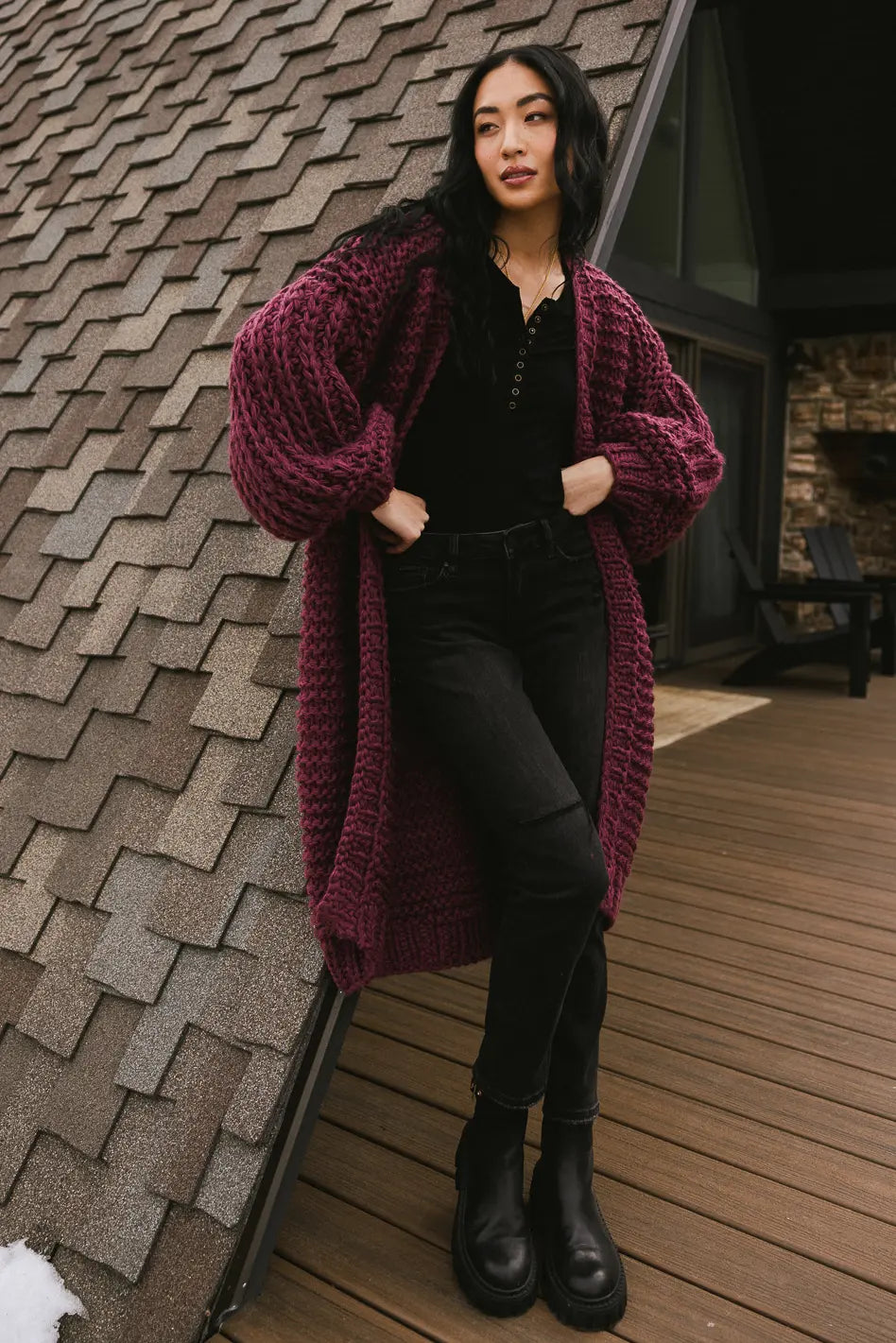 Marlee Long Cardigan in Purple FINAL SALE