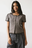 Serra Lace Trim Blouse in Charcoal FINAL SALE