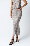 Jenna Plaid Maxi Skirt in Beige