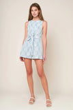 MOMENT MAKER LACE DENIM ROMPER BLUE
