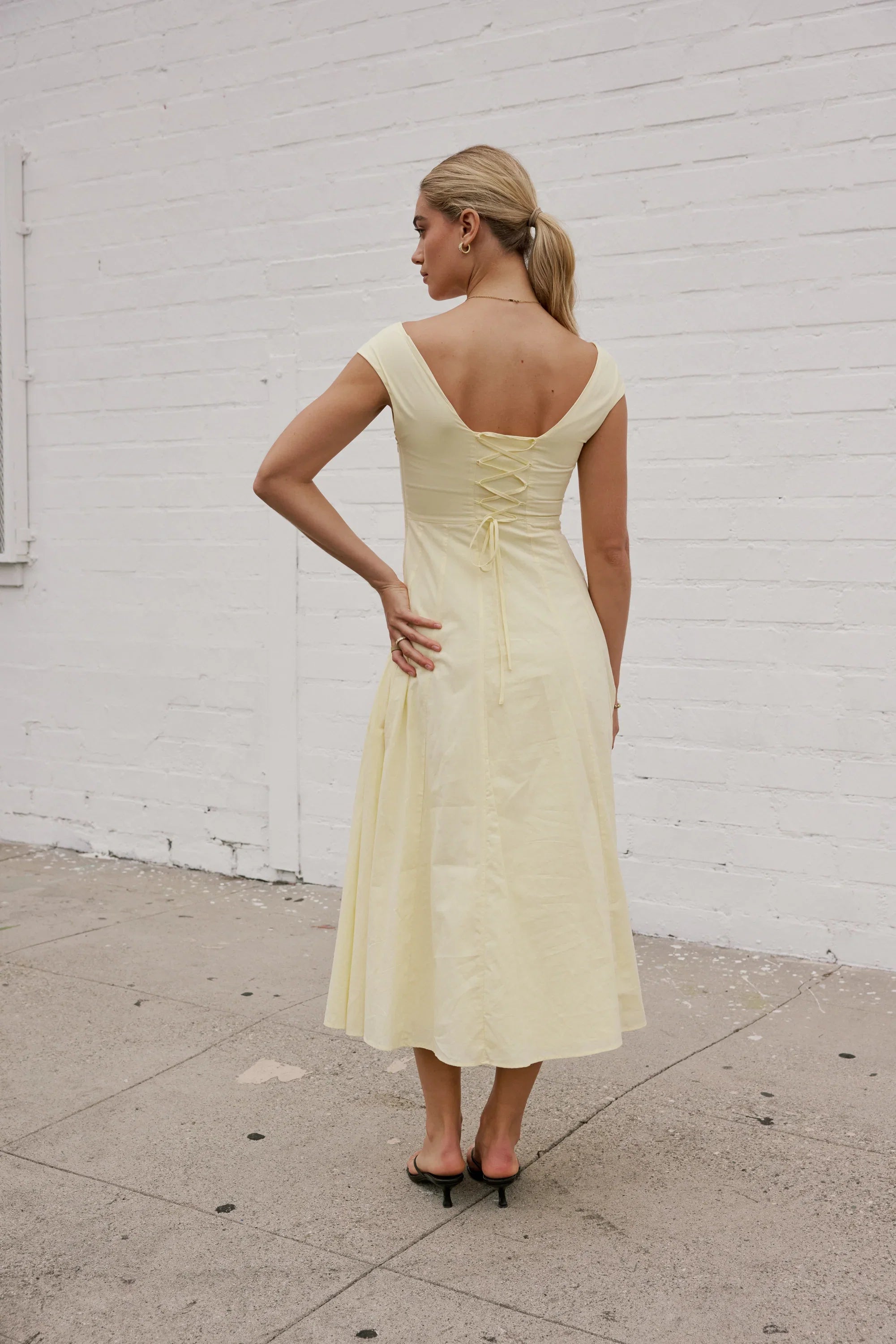 Colin Midi Dress in Butter Yellow