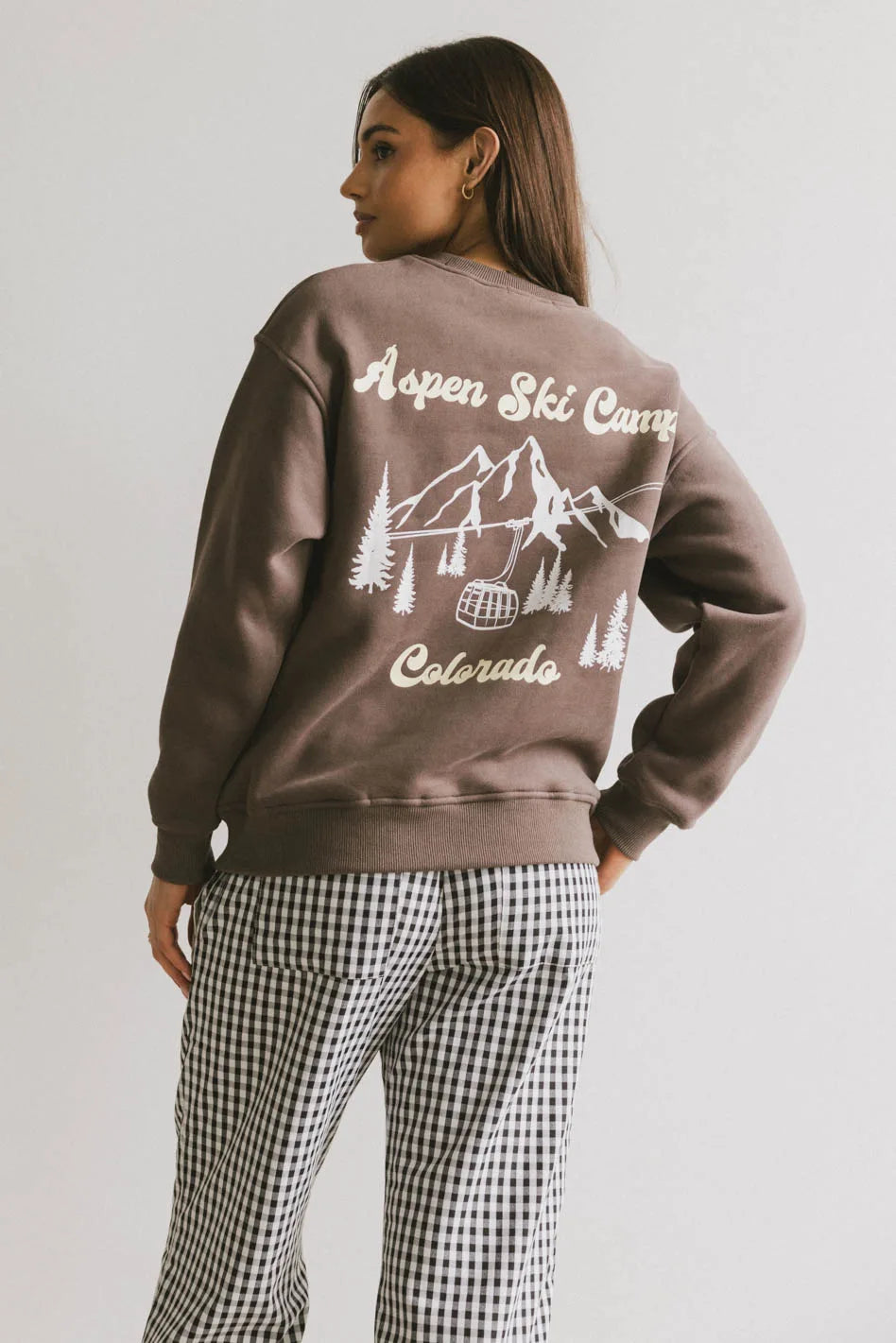 Aspen Ski Camp Crewneck in Brown FINAL SALE