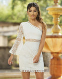 The Elysian Dress White One Shoulder Lace Dress