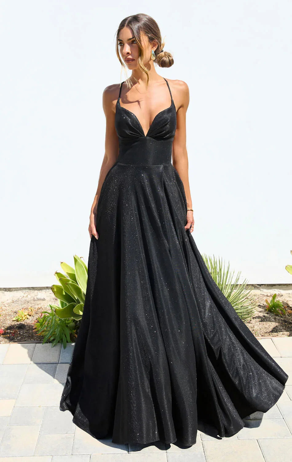 Gwendolyn Gown Shimmer Lace Up Back A Line Evening Dress
