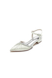 Satin Pointed Toe Beaded Buckle Kitten Heels