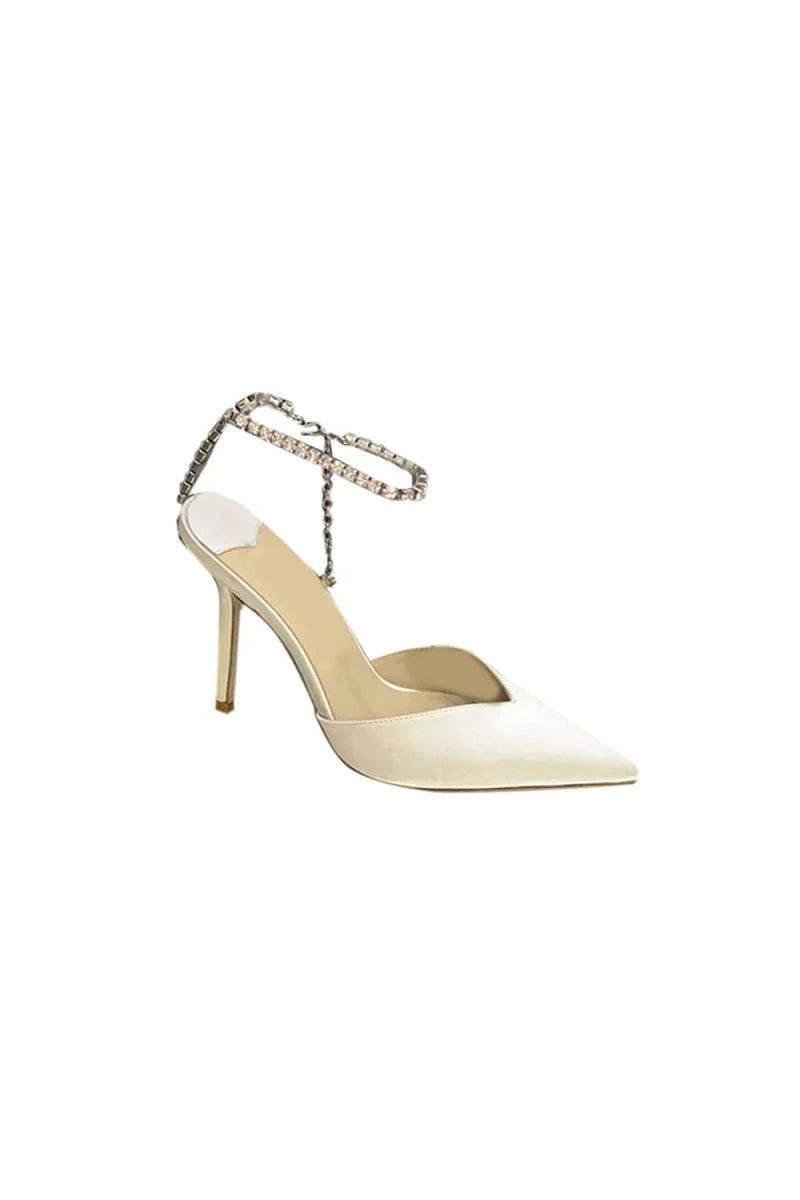 Off White Stiletto Ankle High Heel Sandals