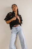 Floral Lace Button Up in Black FINAL SALE