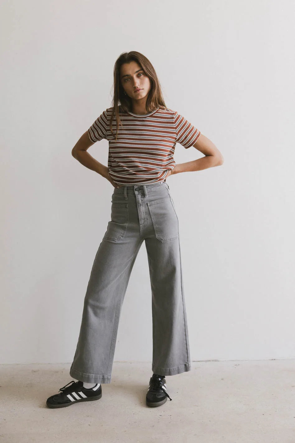 Leila Wide Leg Jeans in Grey FINAL SALE