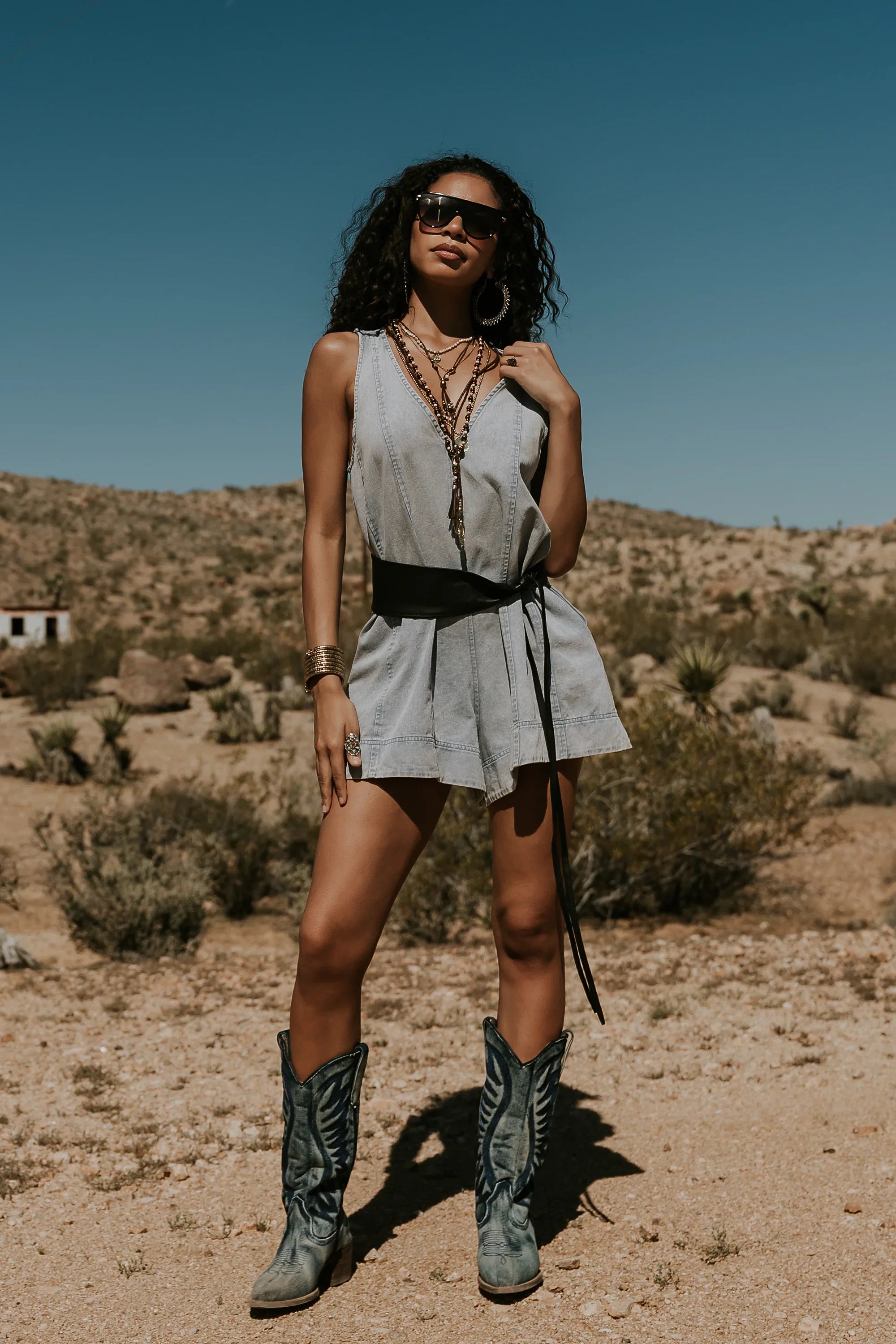 Trina Denim Romper