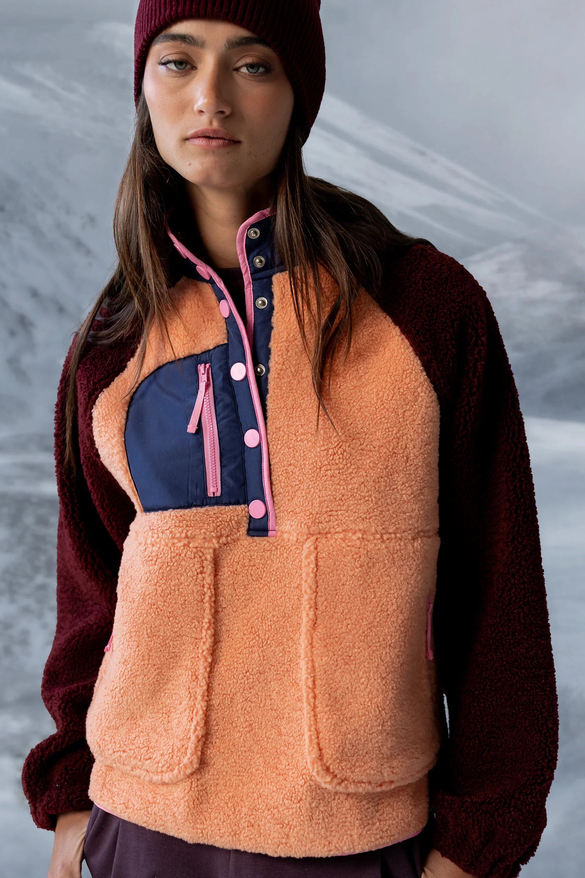 Milana Sherpa Pullover in Orange