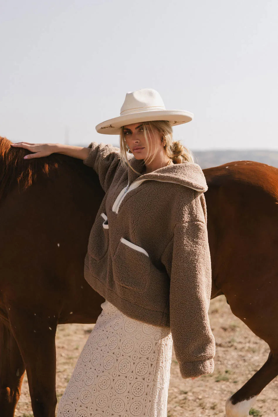 Nora Fleece Pullover in Brown FINAL SALE