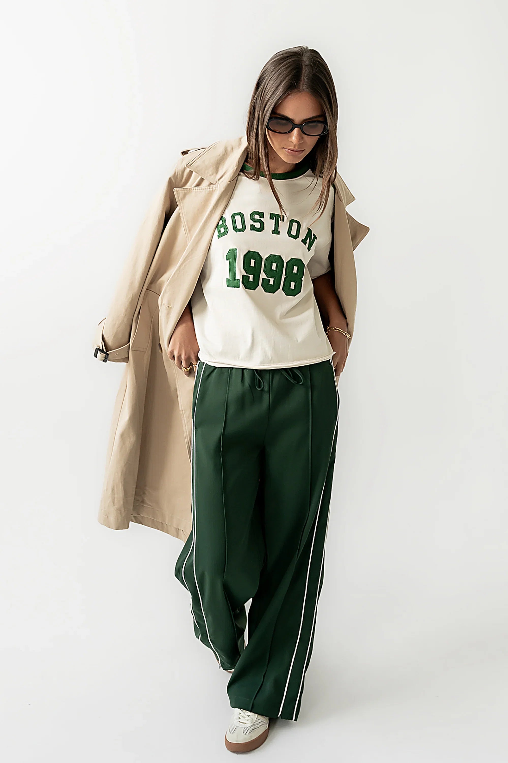 Emily Striped Wide Leg Pants in Green