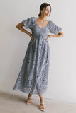Devon Eyelet Lace Maxi Dress in Blue FINAL SALE