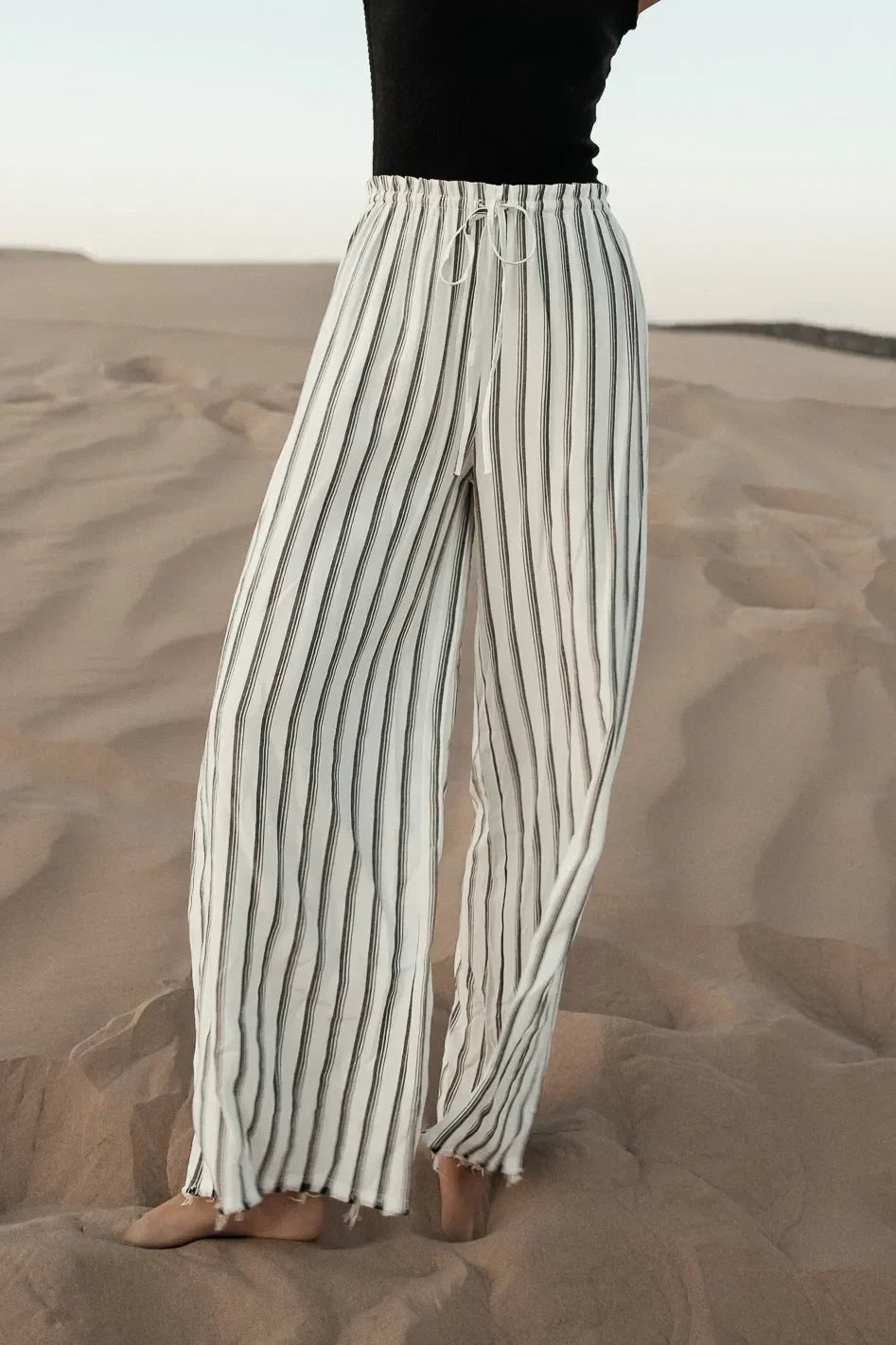 Ronan Striped Pants in White