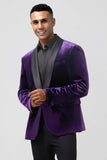 Mens Dark Purple Shawl Lapel One Button Prom Blazer