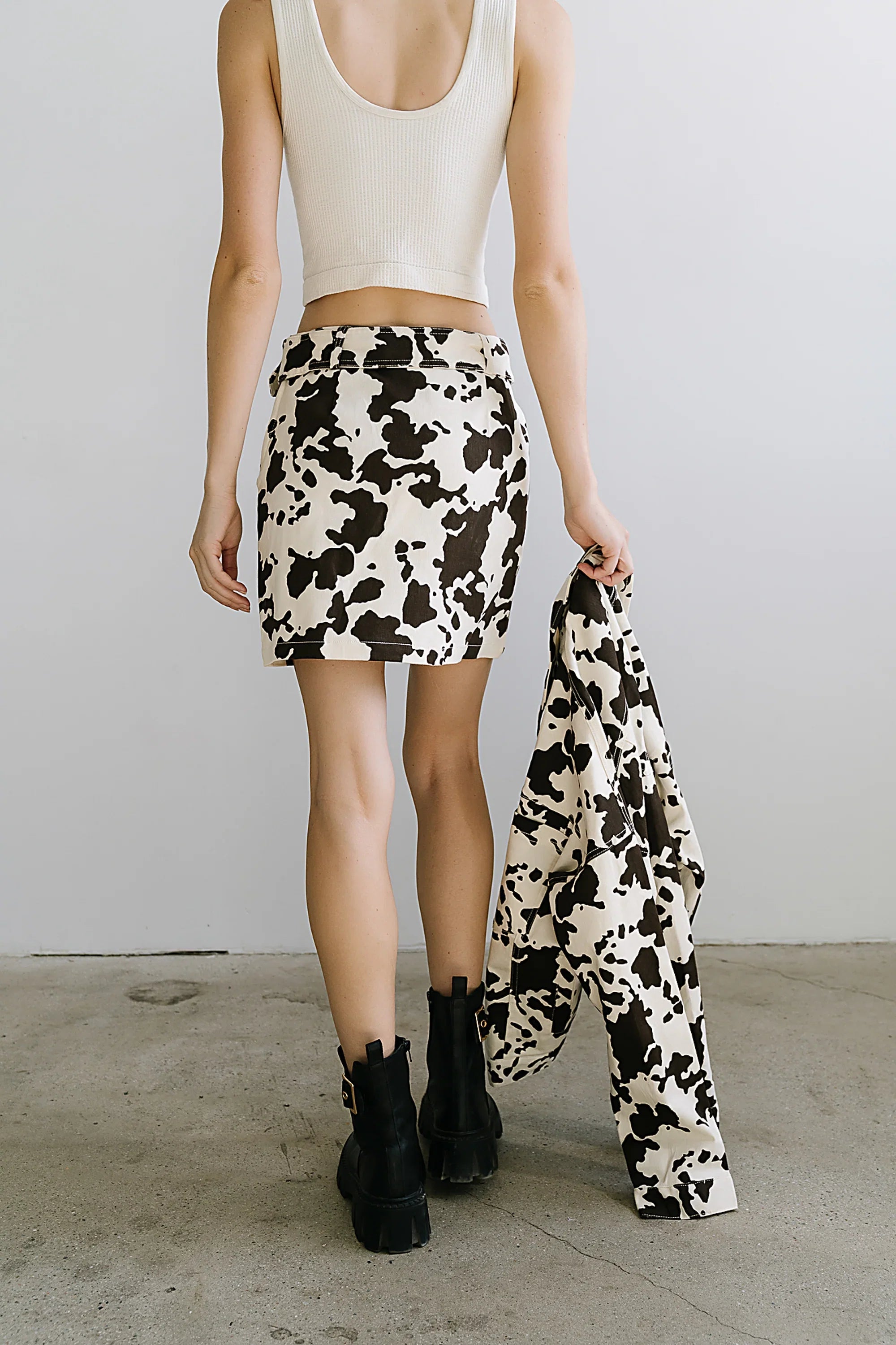 Tasha Cow Print Mini Skirt