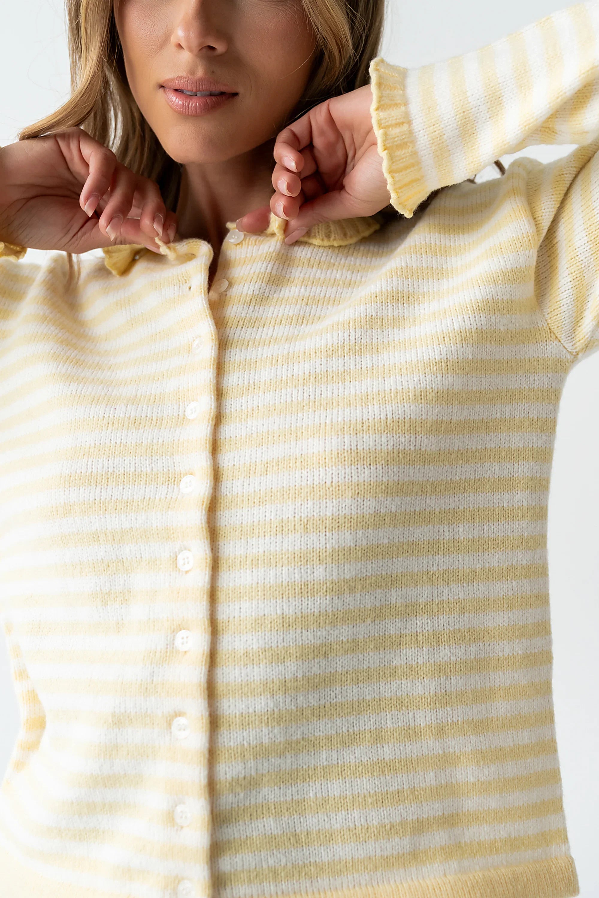 Brenna Striped Cardigan in Yellow