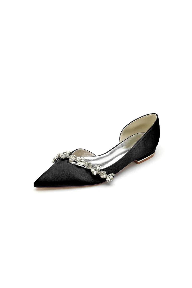 Chic Rhinestone Pointed Toe Kitten Heels