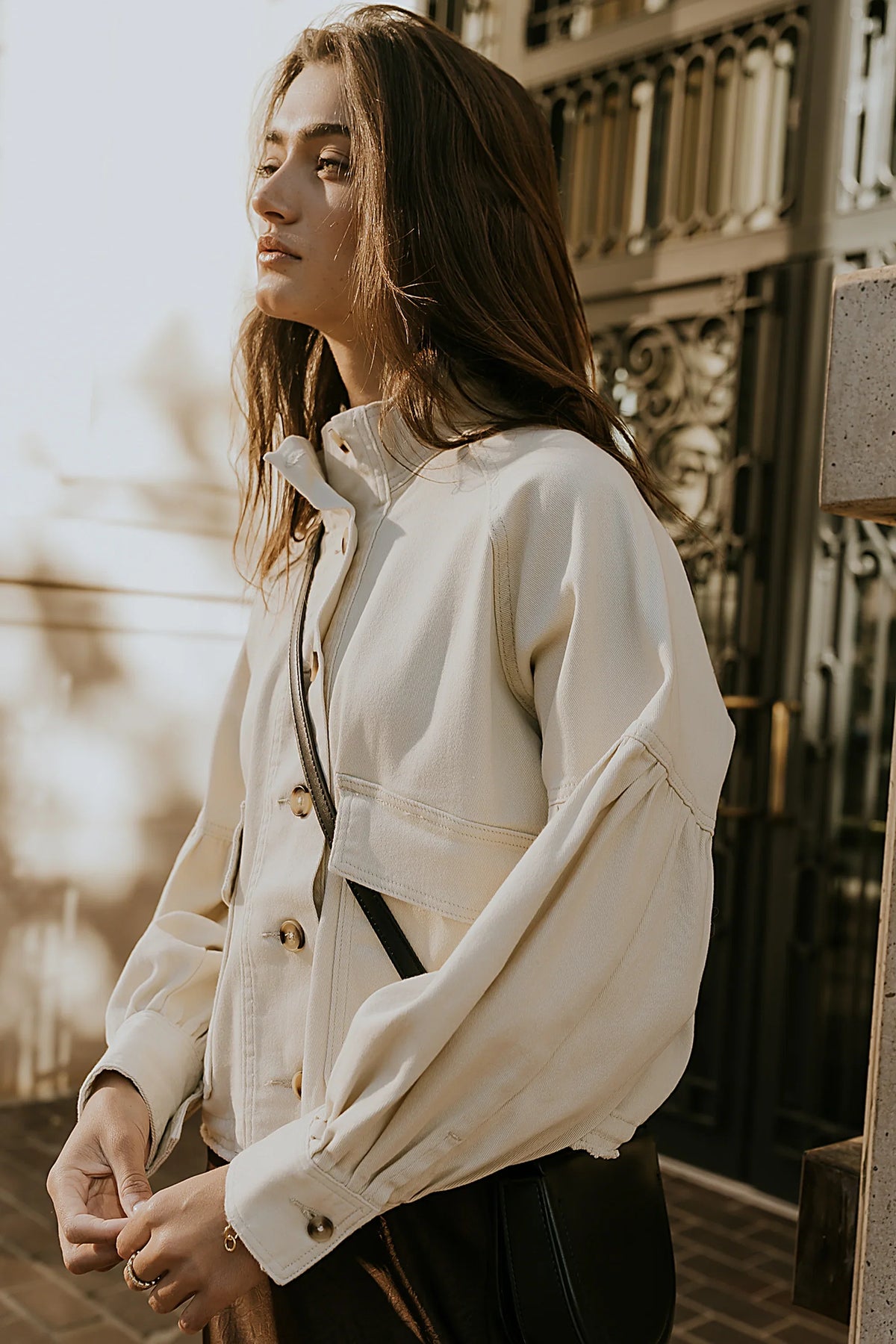 Sasha Denim Jacket in Cream FINAL SALE