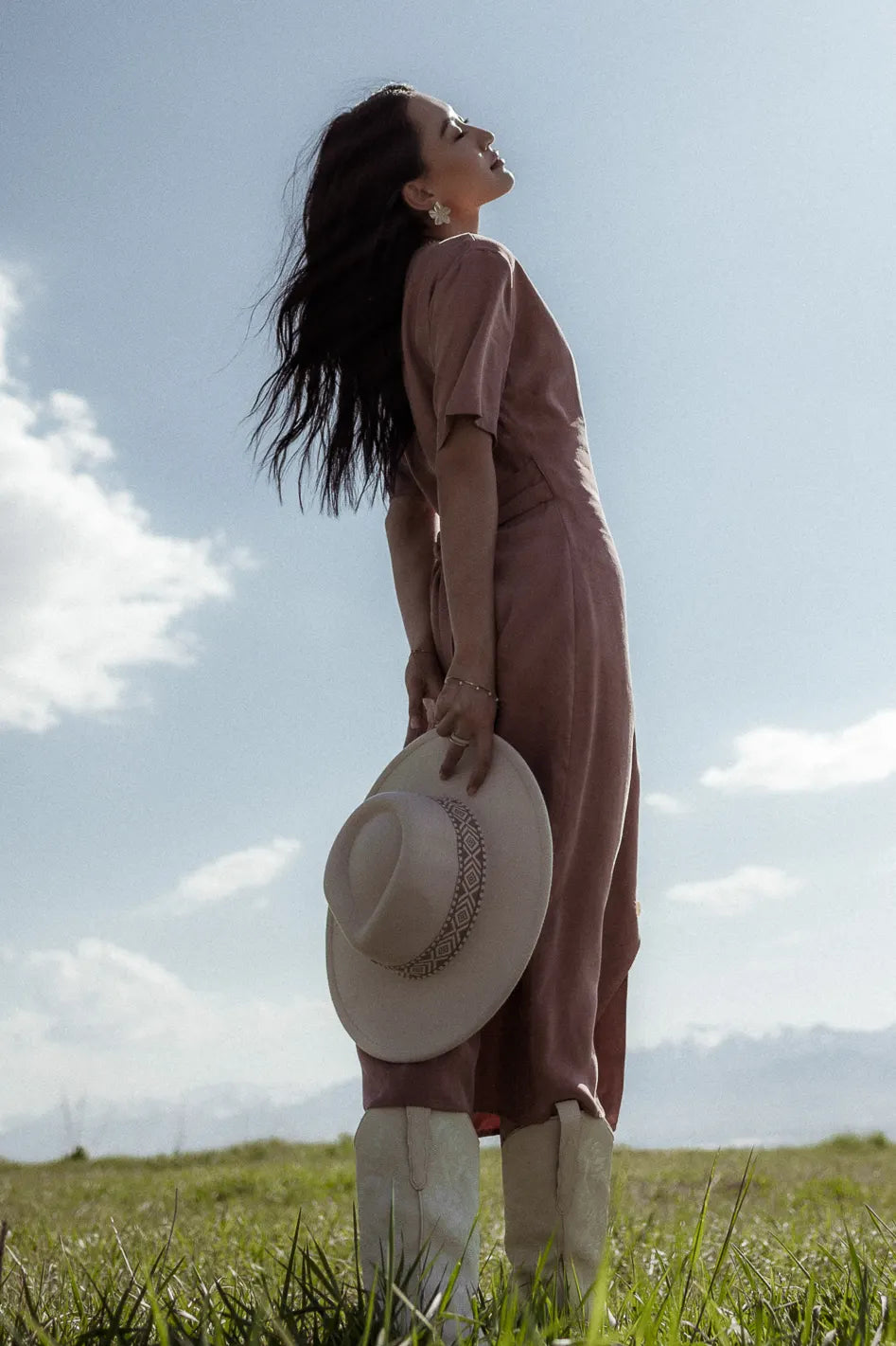 Bhar Midi Wrap Dress in Clay FINAL SALE